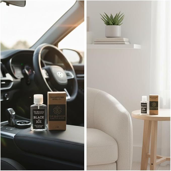 Car Air Freshener Hanging, Essential Oil Diffuser for Cars 1 OZ, Cute Car Accessories, C ar Air Freshener Refill, Long-Lasting Fragrance Refill, Car Diffuser Refill Made in USA | Black Ice (Type) - Bloomnest