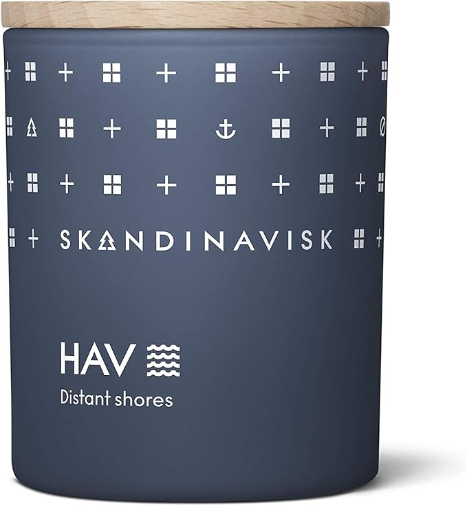 Skandinavisk HAV 'Sea' Scented Candle. Fragrance Notes: Salt Spray and Sea Kelp, Hawthorn and Beach Rose. 7.0 oz. - Bloomnest