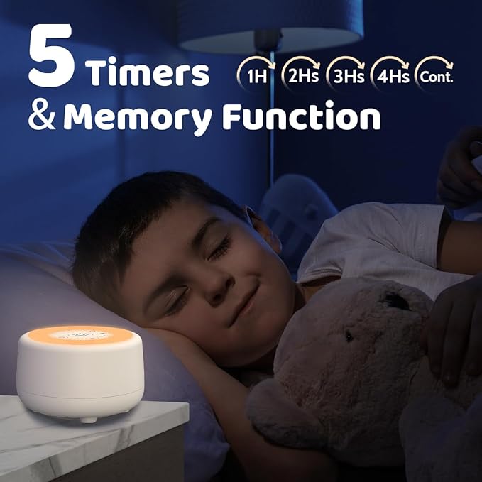 Sleepbox Sound White Noise Machine with 25 Soothing Sounds and 10 Colors Warm Night Light 4 Brightness Levels 32 Volume Levels 5 Timer and Memory Function for Baby Kids Adults Seniors Sleeping White - Bloomnest