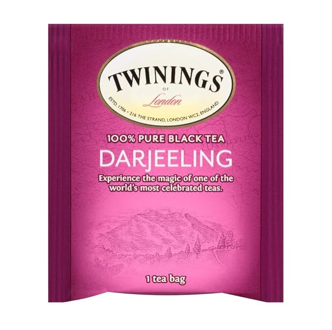 Twinings Darjeeling Tea - A Delicate, Dry Black Tea, Sophisticated Coffee Alternative with Less Caffeine, Individually Wrapped Tea Bags, 50 Count - Bloomnest