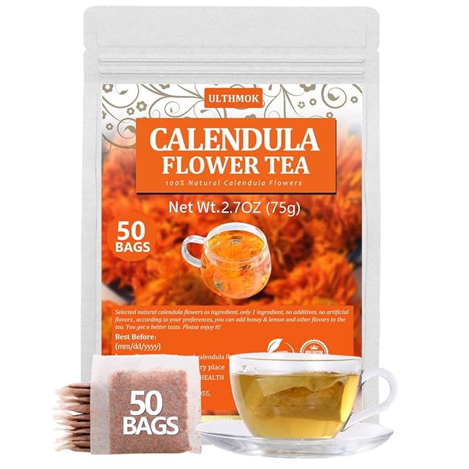 Premium 50 Calendula Flower Tea Bags, Made with 100% Natural Calendula Flowers，For Skin Health & Support Wellness, No Additives & Caffeine Free. - Bloomnest