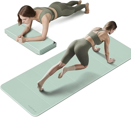 Foldable Fitness Yoga Mat | 2/5" (10MM) Extra Thick | SGS Certified Non-Slip TPE | 75x26" Extra Long-Wide | Portable & Easy Store | for Yoga, Pilates, Home Gym & Full-Body Workouts - Bloomnest
