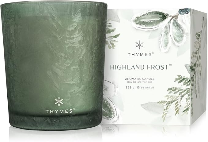Thymes Scented Candles for Home Decor - Luxury Home Fragrance Gifts for Women & Men - Winter Candles with Crisp Notes of Sage, Eucalyptus, & Cypress Needles - Sage-Green (Highland Frost, 13 oz) - Bloomnest