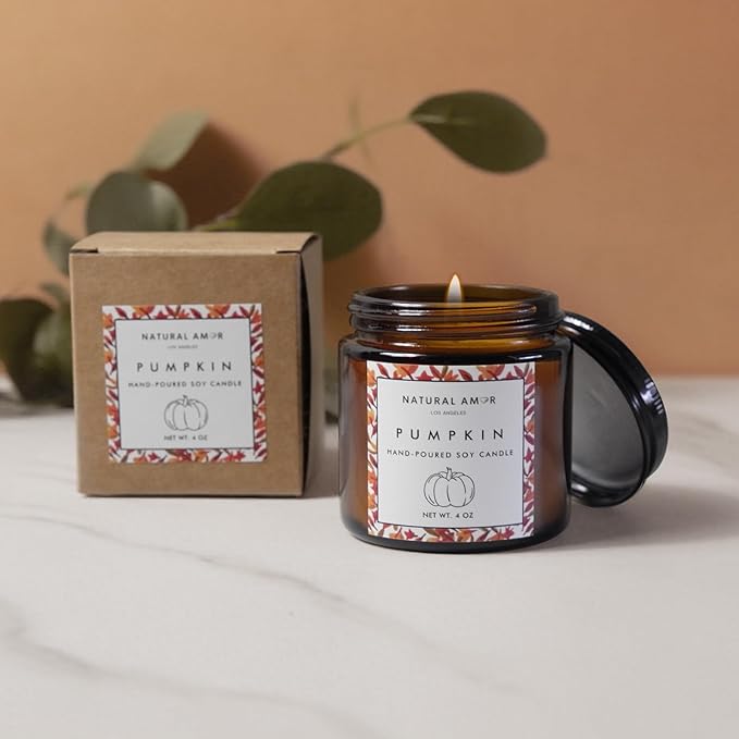 Natural Amor Fall Spa Gift Set for Women – Cozy Blanket, Pumpkin Candle, Handmade Soap, Bath Bomb, Journal – Handmade Autumn Self Care Box, Relaxation Gift for Her - Bloomnest