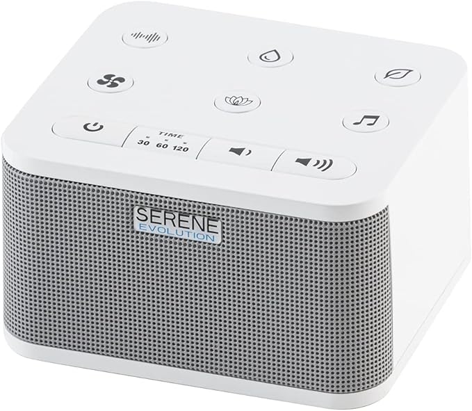 Serene Evolution 45 Sound Portable White Noise Machine - Sleep Sound Machine for Adults, Kids, Baby, Home, Office Privacy - White Noise Machine for Office - Nature Sound Machine - White Noise Maker - Bloomnest