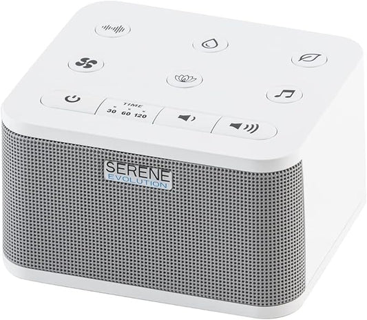 Serene Evolution 45 Sound Portable White Noise Machine - Sleep Sound Machine for Adults, Kids, Baby, Home, Office Privacy - White Noise Machine for Office - Nature Sound Machine - White Noise Maker - Bloomnest