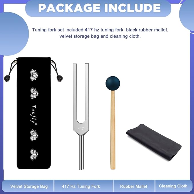 417 Hz Tuning Fork Set, Aluminum Alloy Tuning Fork for Healing, Chakra, Sound Therapy, Keep Body, Mind and Spirit in Perfect Harmony - Bloomnest