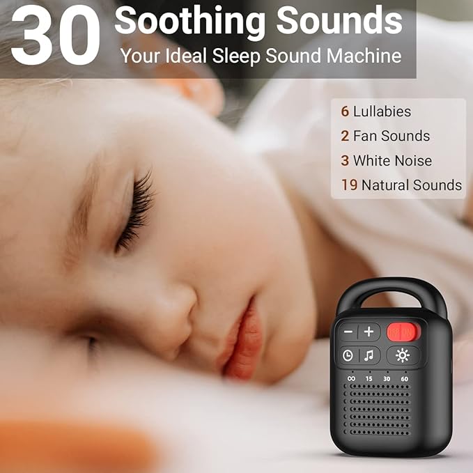 Soother Sleep Sound Machine Night Light White Noise Machine with 30 Soothing Sounds for Baby Kids Adults Brown Noise Machine with Timer & Continuous Play for Home Travel Office - Bloomnest