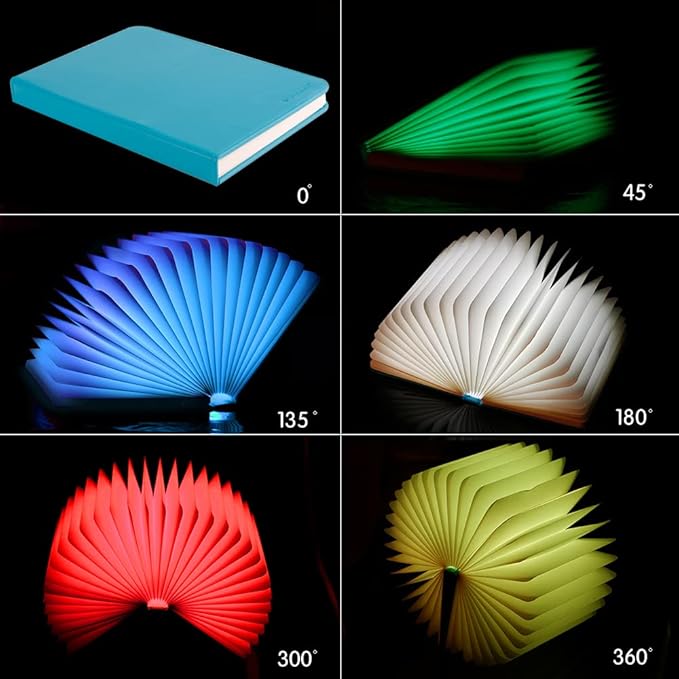 Veesee 8 Colors Rechargeable Book Night Light, Novelty LED Book Lamp USB Charge, Home Bedroom Decor Gift for for Birthday, Anniversary, Kids, Girlfriend, Wife (Blue) Christmas Gift，New Year Gift - Bloomnest