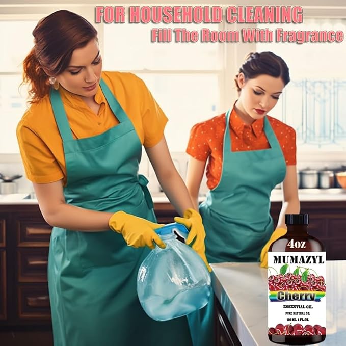 Cherry Essential Oil, Cherry Oil 4 Fl Oz 120ML for Diffuser Humidifier Yoga Cleaning DIY Candle Soap Making Essential Oils - Bloomnest