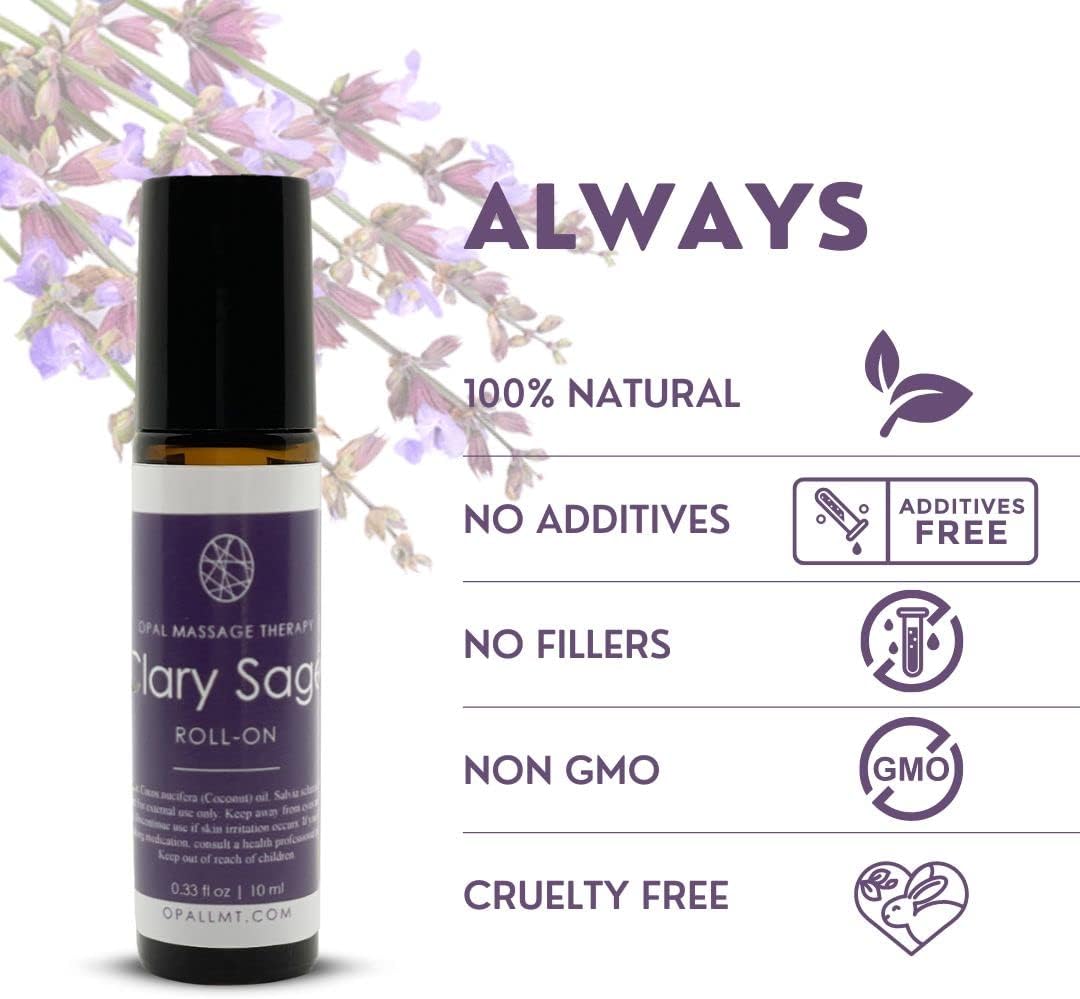 Premium Essential Oil Roll On Opal Massage Therapy (Clary Sage)