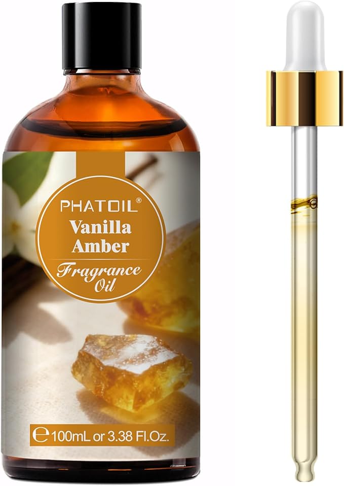 PHATOIL 3.38FL.OZ Vanilla Amber Fragrance Oils for Aromatherapy, Essential Oils for Diffusers for Home, Perfect for Diffuser, Yoga, Skin Care, DIY Candle and Soap Making - 100ml - Bloomnest