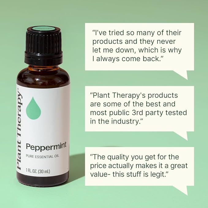 Plant Therapy Peppermint Essential Oil 30 mL (1 oz) 100% Pure, Undiluted, Natural Aromatherapy for Diffuser & Topical Use, Relaxation, Digestion, Respiratory, & Massage, Peppermint Oil for Skin & Hair PlantTherapy