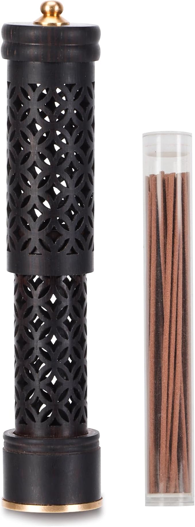 Carved Incense Stick Holder, Anti Flying Smoke Stick Holder, Detachable Wooden Ash Collector,Compact and Portable, Put it in Your Pocket，Suitable for Yoga, Relaxation，Small Size（3.54-5.5in） - Bloomnest