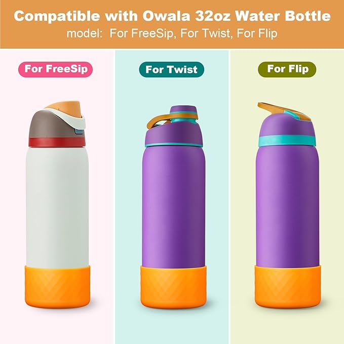 Silicone Boot for Owala Water Bottle 24 oz 32 oz 40 oz, Anti-Slip Protective Sleeve for FreeSip/Twist/Flip Stainless Steel Water Bottles Accessories BEONSKY
