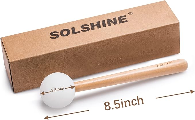 SOLSHINE Crystal Singing Bowl Mallet - Wooden Healing Striker with Rubber Tip for Sound Therapy, Yoga Meditation, Chakra Balancing & Energy Cleansing Tools - Bloomnest