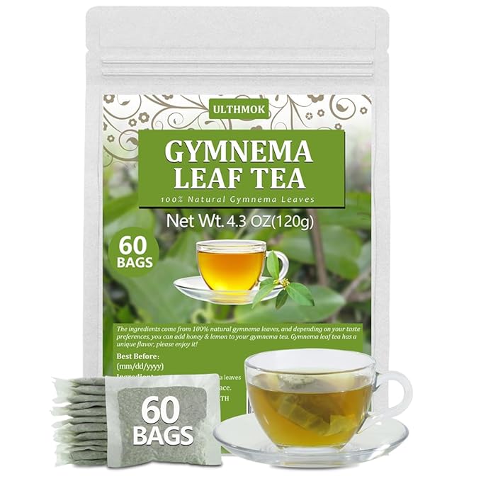 Premium 60 Gymnema Leaf Tea Bags, Made with 100% Natural Gymnema Leaves, for Diabetics, No Additives & Caffeine Free & Sugar Free. - Bloomnest