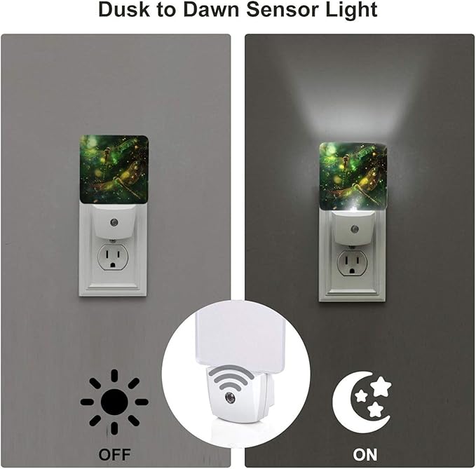 Led Night Light, Dragonfly Decorative Plug in Nightlights,with Smart Auto Dusk to Dawn Night Light for Bedroom, Kitchen, Nursery, Bathroom - Bloomnest