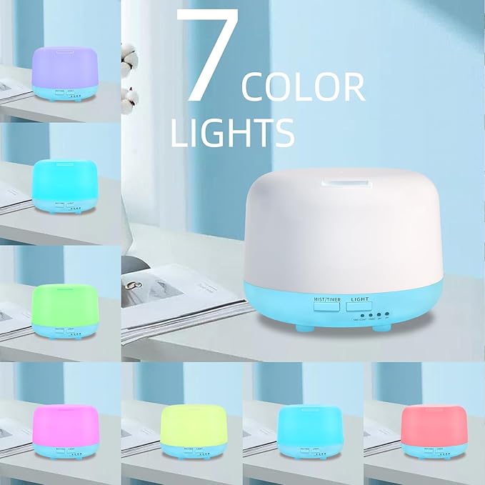 300ML Essential Oil Diffuser with Remote Control, 7 LED Color Changing Light, 8 Hour Cool Mist Fragrance Air Humidifier - Bloomnest