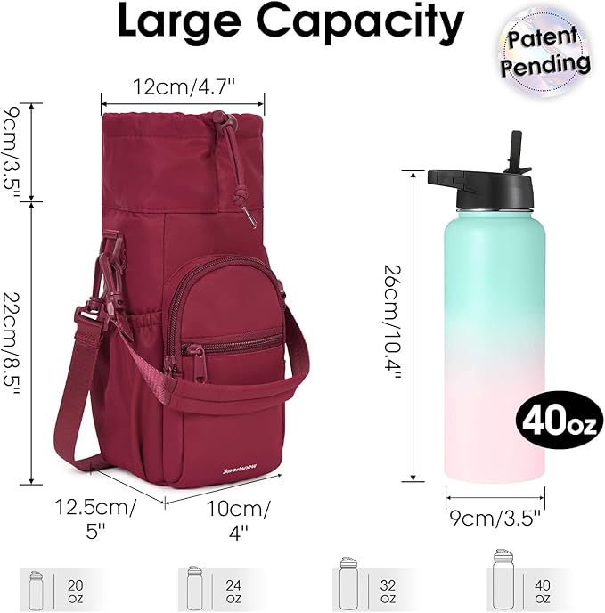 sportsnew Water Bottle Holder with Strap 32oz 40oz Insulated Water Bottle Carrier Sling Bag with Phone Pocket Crossbody sportsnew