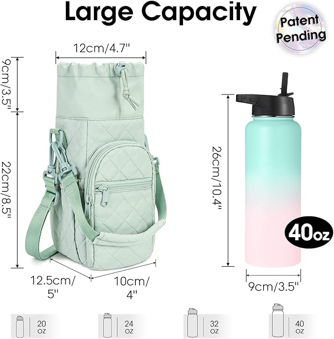 sportsnew Water Bottle Holder with Strap 32oz 40oz Insulated Water Bottle Carrier Sling Bag with Phone Pocket Crossbody sportsnew