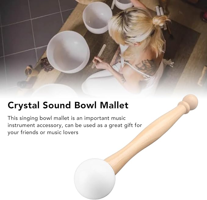 Tyenaza Crystal Bowl Mallet, Silicone Wood Singing Sound Striker Musical Instrument Yoga Accessories for Playing Crystal Singing Bowl Sound Meditation - Bloomnest
