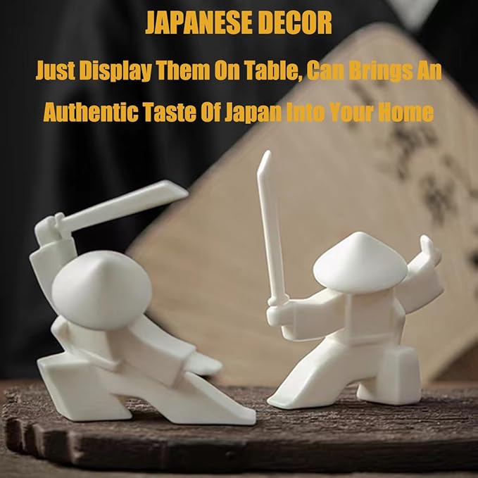 EAEMDY Samurai Figure Figurine Japanese Warrior Statue Decor for Table Room, Incense Holder for Stick Burner Incense Stick Holder, Kongfu Tea Pet Decoration (3. White A+B+C) - Bloomnest