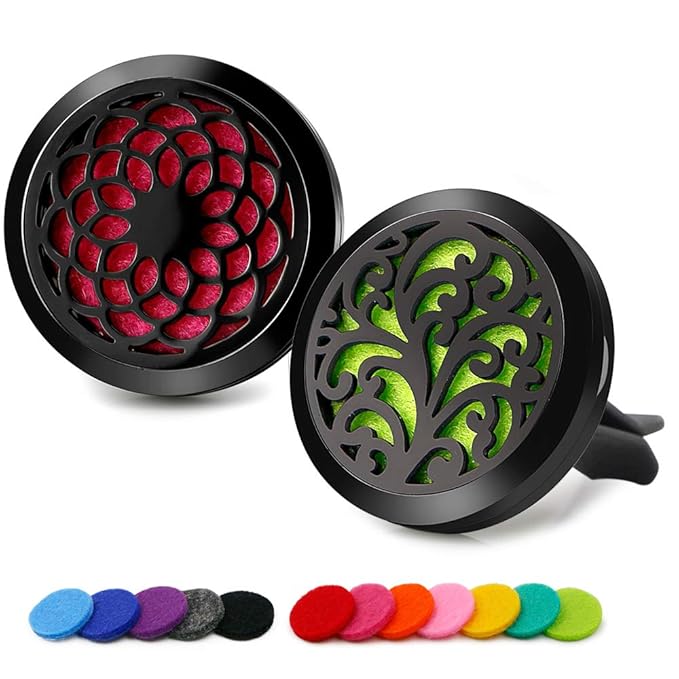Car Air Freshener Vent Clip - 2PCS 30mm Black Car Essential Oil Diffuser Vent Clips for Home Office Room with 12 Felt Pads Mother's Day, Birthday Gift for Women & Men - Bloomnest