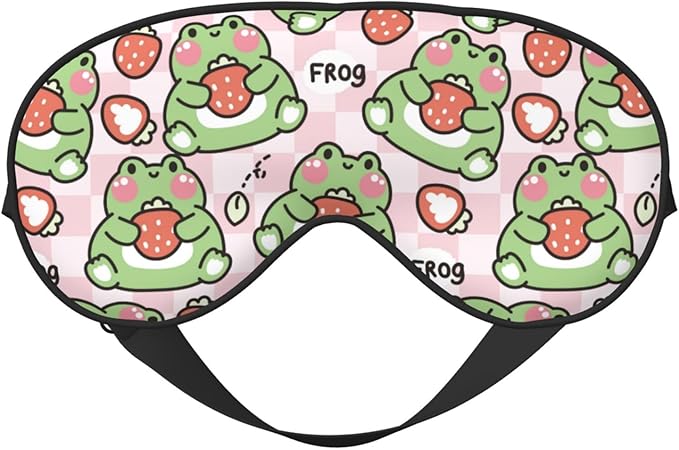 Sleep Eye Mask - Strawberry - Soft Art Silk - Adjustable - Breathable - Adults - Bloomnest
