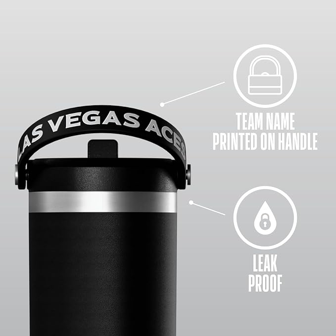 Hydrapeak x WNBA Officially Licensed Las Vegas Aces 32 oz Nomad Tumbler with Handle and Straw Lid, Leakproof Stainless Steel Water Bottle - Bloomnest