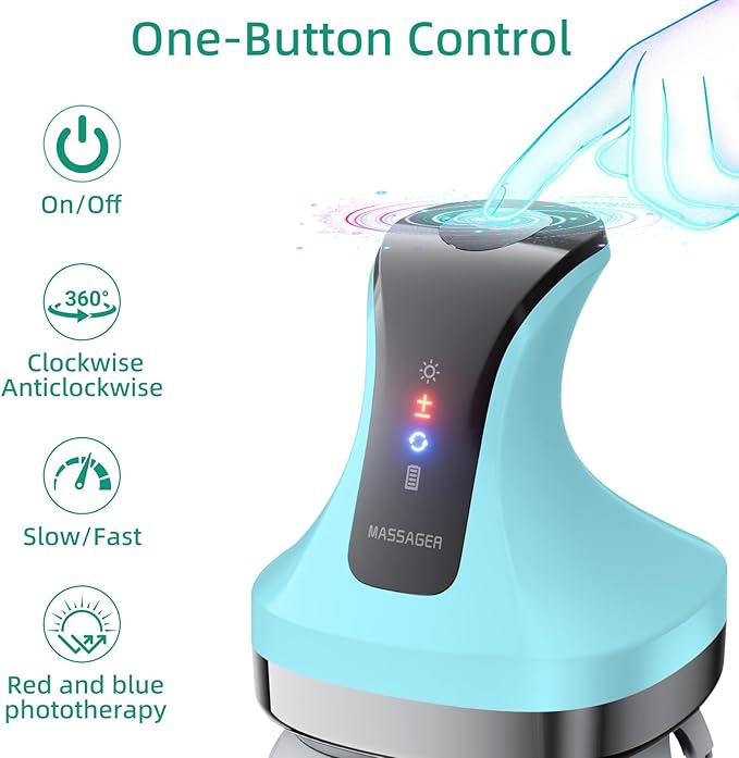 Electric Head Massager, Cordless Portable Body Massage for Deep Relaxation,108 Kneading Nodes Soft Silicone Massage Claws, Waterproof Scalp Cleaning, 4 Modes, Gift for Men Women, Blue TJXVX