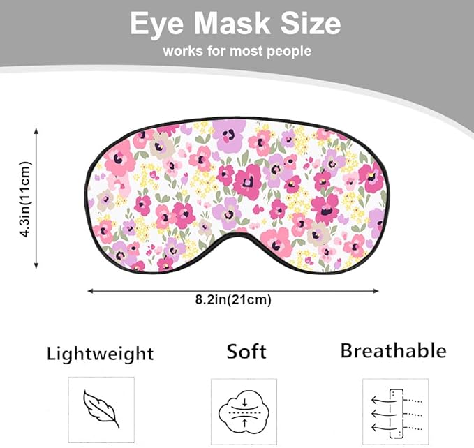 Pink Flowers Sleep Mask Eye Mask Beautiful Spring Floral Sleep Mask Light Blocking Adjustable Smooth Soft Eye Masks for Women Deep Rest Travel - Bloomnest