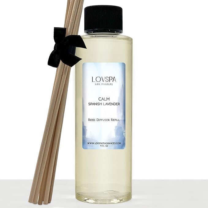 LOVSPA Calm Spanish Lavender Diffuser Oil - Luxury Essential Oils for Diffuser Refill & Air Freshener Room Spray - Long-Lasting & Natural Home Fragrance, Scented Oil for Diffusers, USA Made, 4oz - Bloomnest
