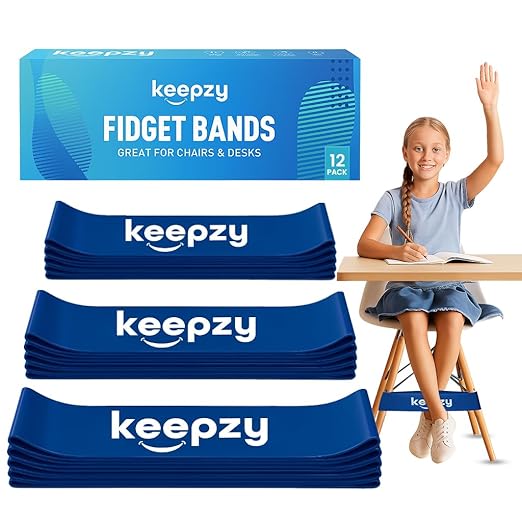 12 Pack Chair Bands, Anti Slip Chair Bands for Kids with Fidgety Feet, ADHD Chair Bands for Classroom, Desk Bands for Student Desks, Sensory Chair Rubber Bands - Bloomnest