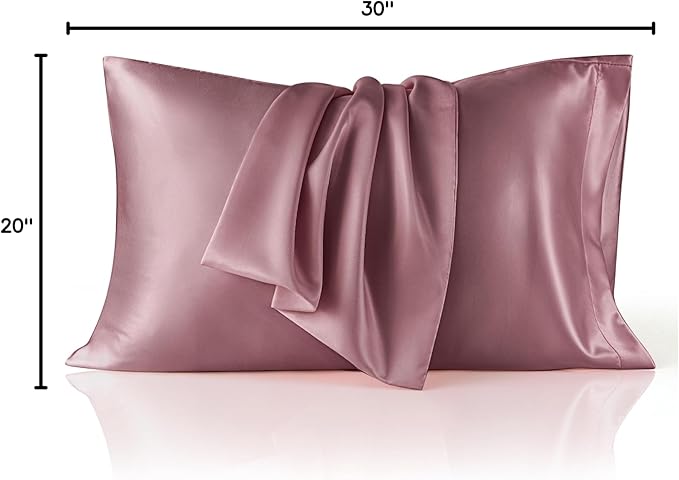 Bedsure Satin Pillowcase for Hair and Skin Queen - Silky Pillowcase 2 Pack with Envelope Closure, Similar to Silk Pillow Cases, Gifts for Women Men, Nostalgia Rose, 20x30 Inches, 2pcs - Bloomnest