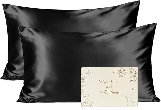 YANIBEST Satin Pillowcase for Hair and Skin Care Silk Pillowcas 2 Pack Queen Size Pillow Cases Set of 2 -Satin Cooling Pillow Covers with Hidden Zipper Floral Print, Standard 20"x26" - Bloomnest
