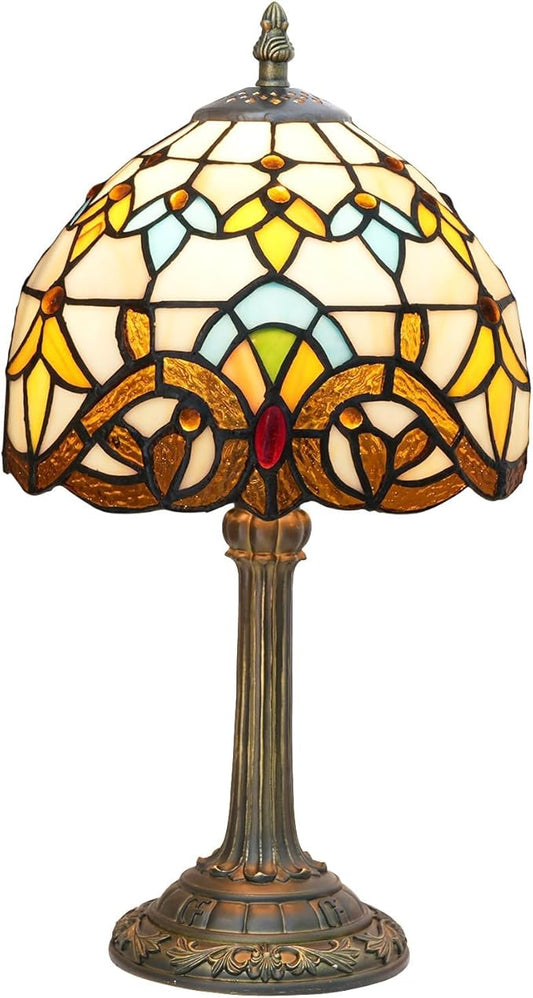 Tiffany Lamp Stained Glass lamp Small Bedside Table Lamps for Living Room Bedroom Dorm Kitchen Home Decor Festival Birthday Gift,Yellow Baroque - Bloomnest