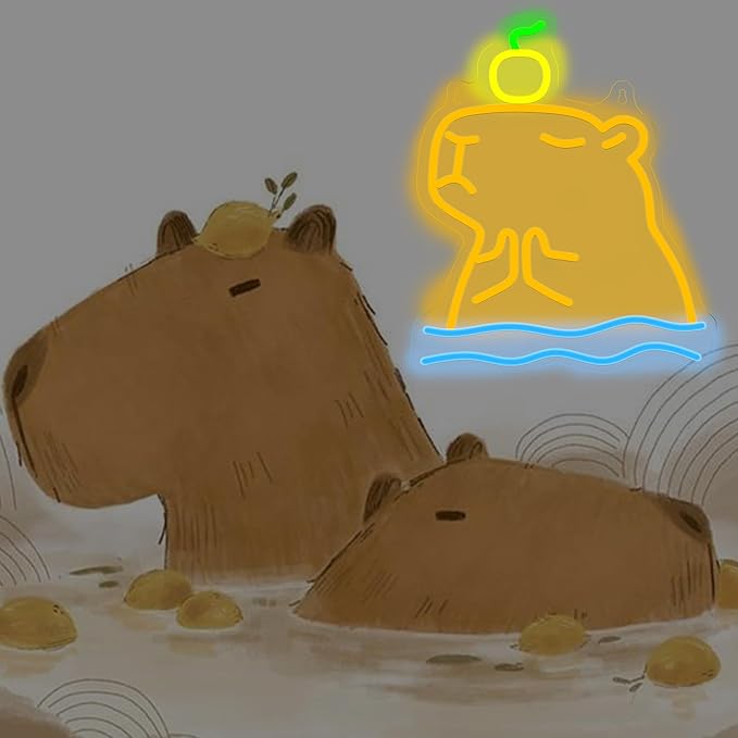 Attivolife Capybara Sign for Wall Decor, Light up Cute Animal Shape LED Lamp with Dim USB Powered, Unique Home Children's Bedroom Business Shop Bar Party Decor Birthday Christmas Day Gift for Kids - Bloomnest