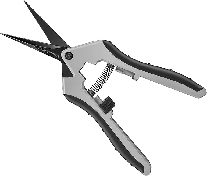 6.5" Ultra Sharp Pruning Shears - Professional Garden Scissors with Straight Stainless Steel Blades, Ergonomic Handle, Rust Resistant, Safety Lock, Trimming Scissors for Plants in Grow Tents,1-Pack - Bloomnest