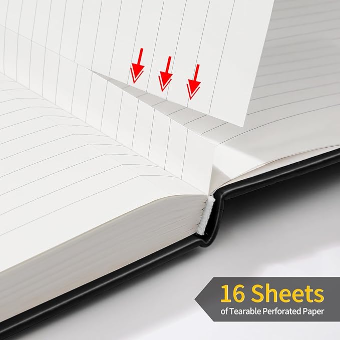 Annecy Lined Journal Notebook, Hardcover Leather Journal for Women & Men, 160 Numbered Pages, Medium 5.5" x 8.25", 100 GSM Thick Paper, Black - Bloomnest