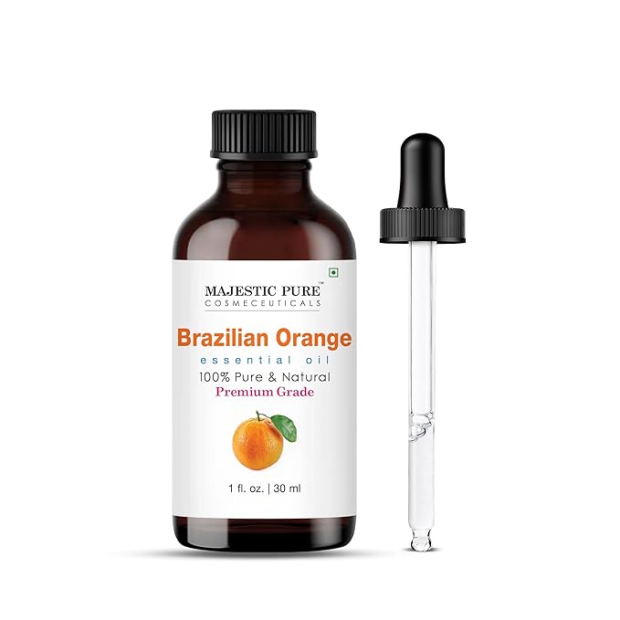 Majestic Pure Brazilian Orange Essential Oil with Glass Dropper - 1 Fl Oz - 100% Pure and Natural Brazilian Orange Oil - Premium Grade Essential Oils for Diffuser, Aromatherapy, Soap and Candle Making - Bloomnest