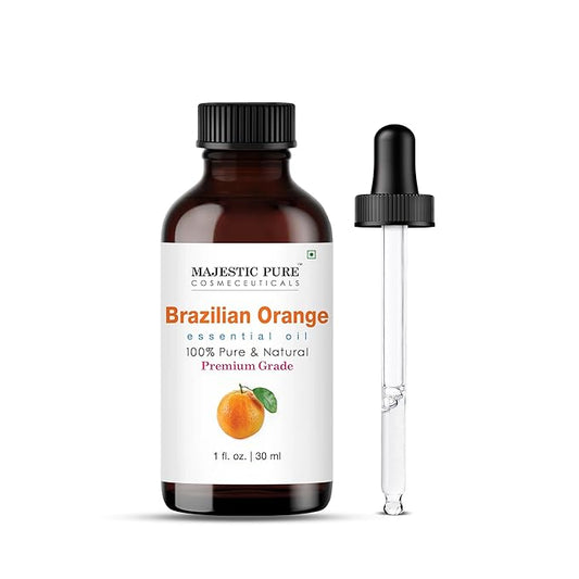 Majestic Pure Brazilian Orange Essential Oil with Glass Dropper - 1 Fl Oz - 100% Pure and Natural Brazilian Orange Oil - Premium Grade Essential Oils for Diffuser, Aromatherapy, Soap and Candle Making - Bloomnest