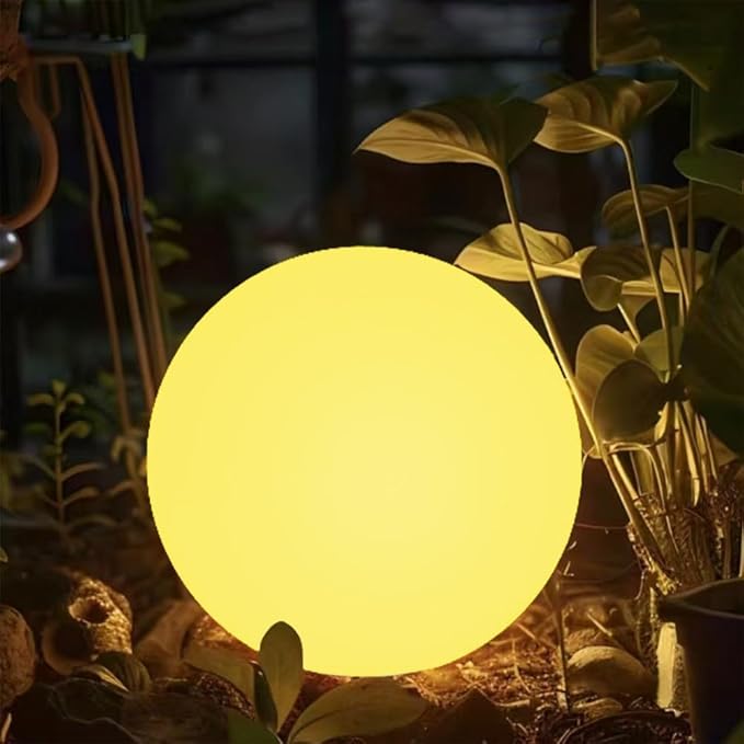 LED Glowing Ball Light, 8-in RGB Color Changing LED Orb Night Light Mood Lamp for Kid, 16 Colors 4 Lighting Modes & 8 Brightness Sphere Lamp w/Remote, Rechargeable Outdoor Globe Lights for Home Patio - Bloomnest