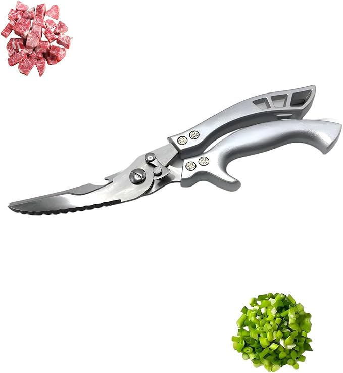 Poultry Shears Heavy Duty – Kitchen Scissors for Chicken, Meat, Fish & Vegetables – Sharp Stainless Steel Cooking Shears with Ergonomic Non-Slip Handle, Spring-Loaded, Dishwasher Safe - Bloomnest