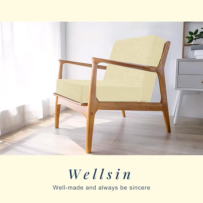 Wellsin Solid Square Floor Pillows for Adults Kids - Large Meditation Floor Pillow Seating Cushion with Thick Foam & Washable Velvet Cover, 2 Pack, 22x22x5 Inch, Beige