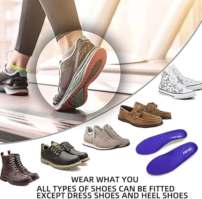 VALSOLE Heavy Duty Support Pain Relief Orthotics - 220+ lbs Plantar Fasciitis High Arch Support Insoles for Men Women, Flat Feet Orthotic Insert, Work Boot Shoe Insole, Absorb Shock with Every Step - Bloomnest