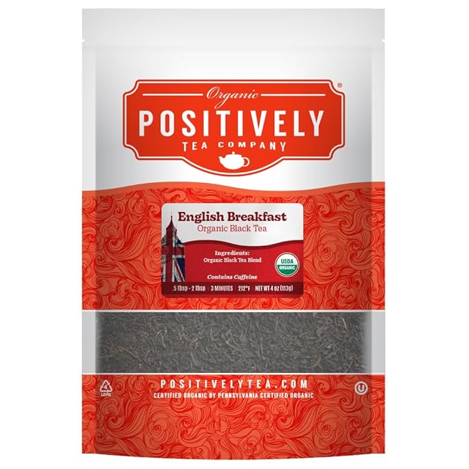 Organic Positively Tea Company, English Breakfast Black Tea, Loose Leaf, 4 Ounce - Bloomnest