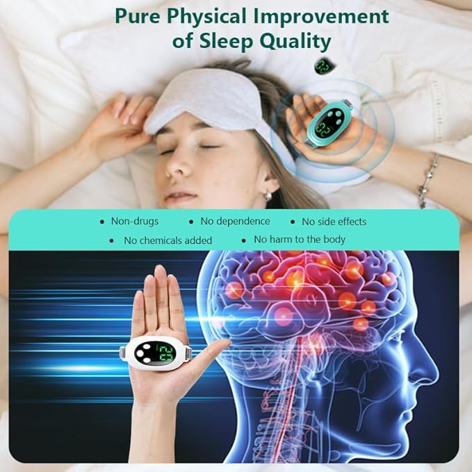 Anxiety Relief Device - Handheld Sleep Aid with Low-Frequency Pulse, Portable Microcurrent Therapy for Insomnia & Stress Relief, USB Rechargeable (White, 1Pcs) Bloomnest