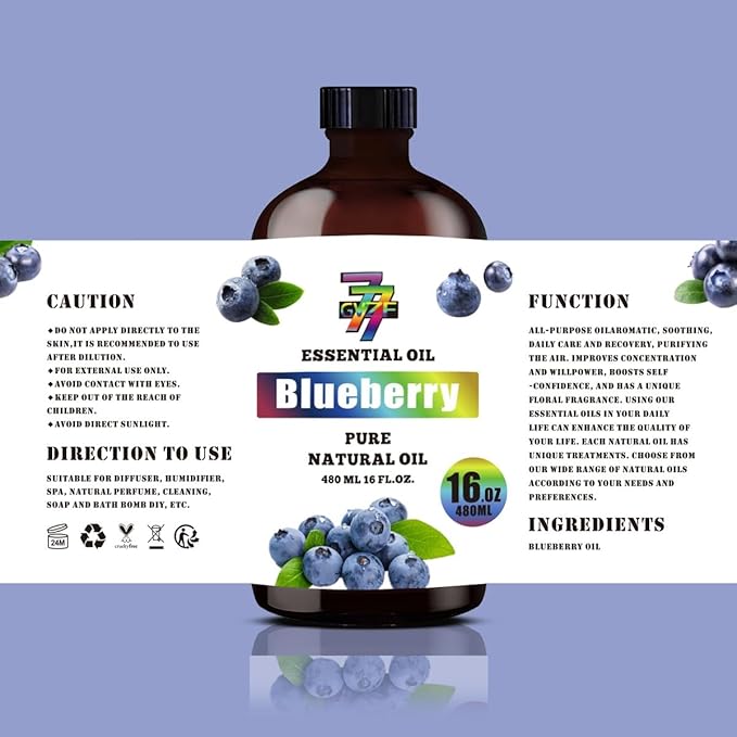 Blueberry Essential Oil (16 oz / 480 ml) – Blueberry Oils for diffusers, humidifiers, Home Baths, Cleaning Products, Yoga, DIY Soaps and DIY Scented Candles - Bloomnest