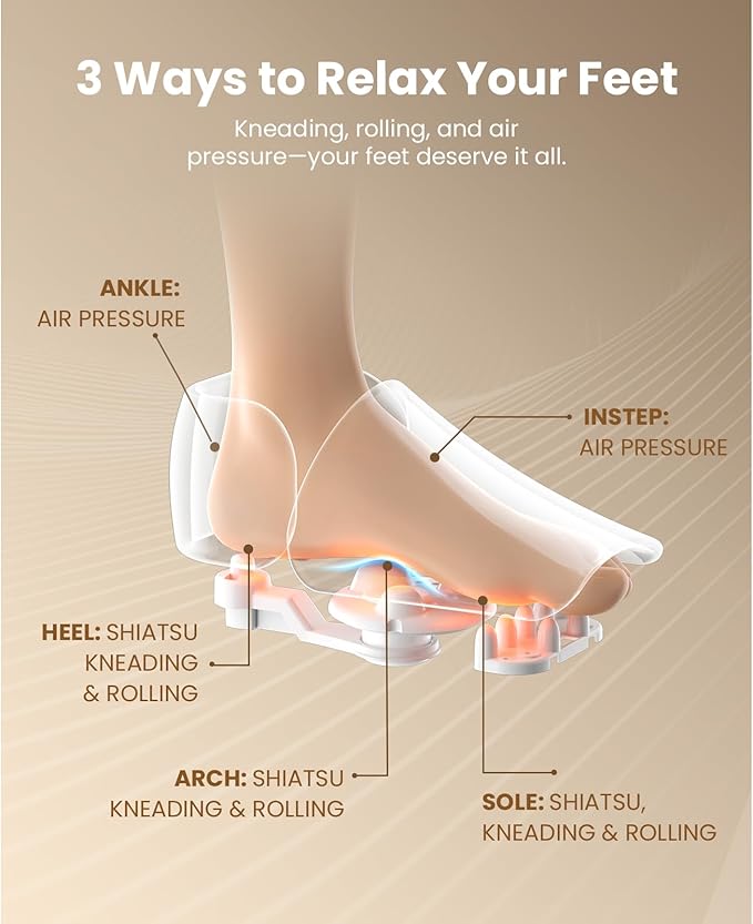 BOB AND BRAD Foot Massager with Heat,Shiatsu Deep Kneading Electric Feet Massager Machine for Plantar Fasciitis, Men Size 12 - Bloomnest